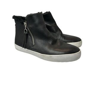 Rebecca Minkoff Shelly Black Side Zip Leather Ankle Sneaker Women’s Size 7.5M‎